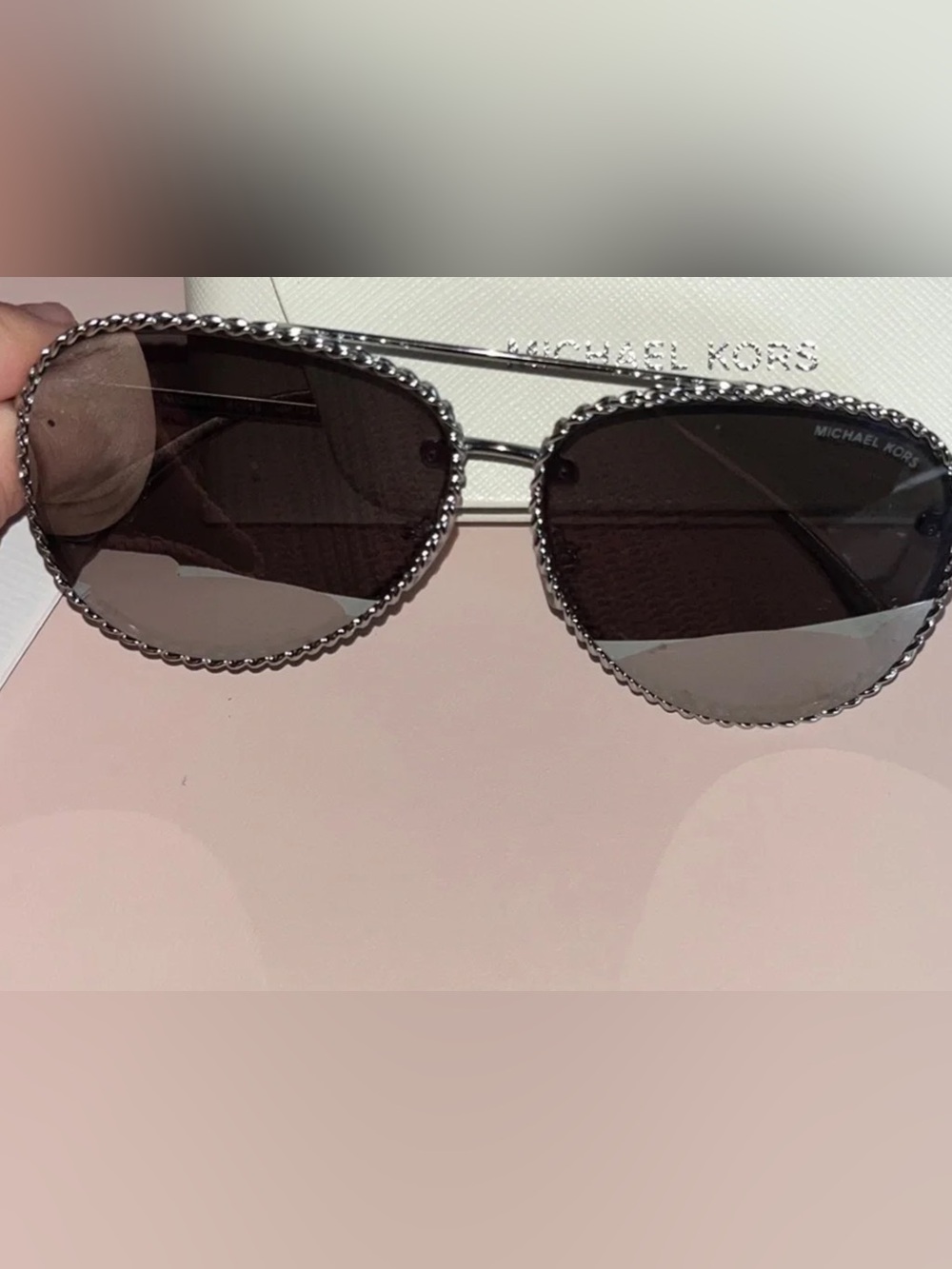 Michael Kors Portofino MK1147 Silver Mirror Aviator Sunglasses with Case